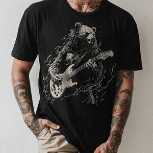 Bear Playing Bass Guitar Funny Musician Gift T-Shirt